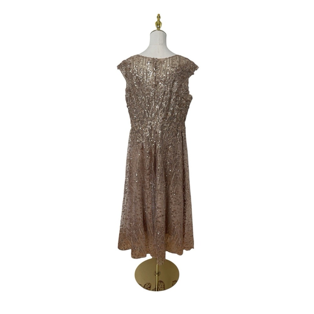 Mac Duggal 20398 Bronze Embellished A-Line Midi Dress Size 12 $498 - Picture 7 of 8